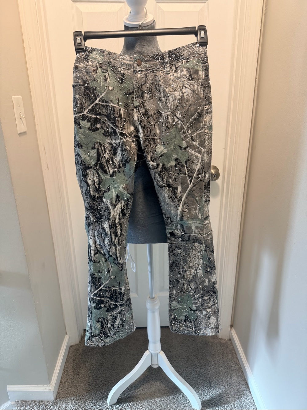 Kids Camo Print Jeans in Green and Gray